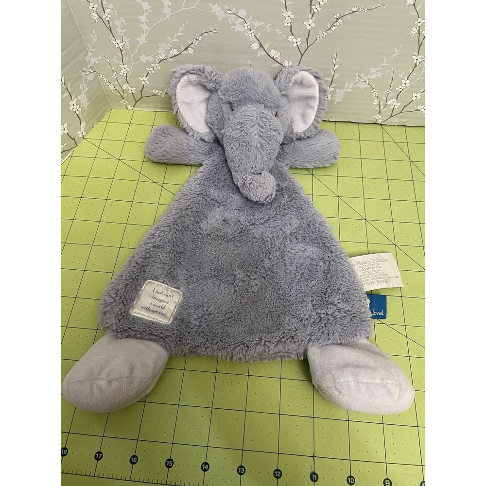 Demdaco Nancy Tillman Gray Elephant Blankie Lovey Flat Plush Security Blanket